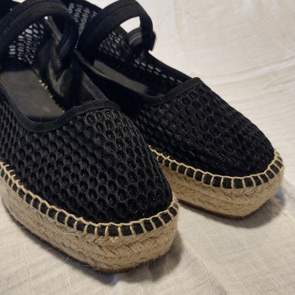Maeve Black Mesh Espadrille Flats with Jute Sole - Picture 11 of 12